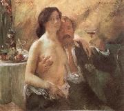 Self-Portrait with his wife and a glass Lovis Corinth